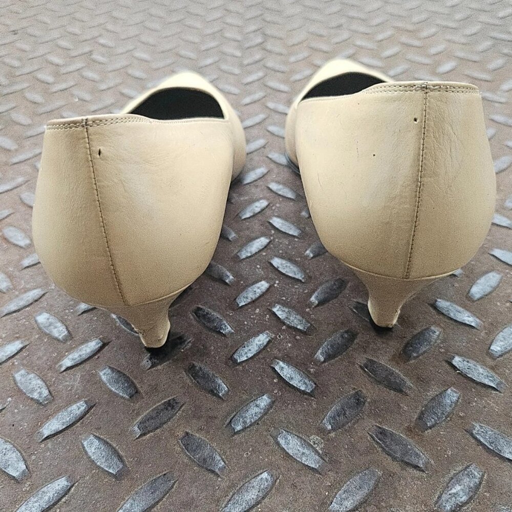 Vintage Yves Saint Laurent Women Heel Sandal Beige Leather Upper Shoes Size 36.5 - Picture 7 of 12